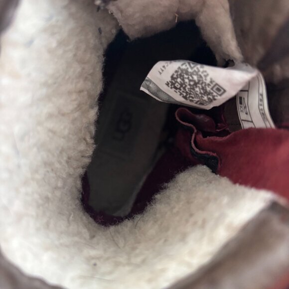 UGG Kesey Womens 9 Brown Leather Shearling Boots Lace Up Zip - Picture 11 of 15